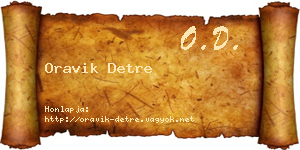 Oravik Detre névjegykártya